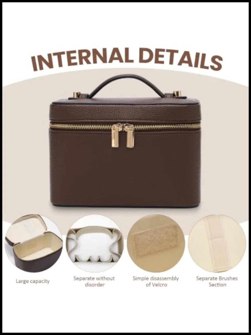 Vegan Leather Hard Cosmetic Organizer Travel Makeup Bag Vanity Case